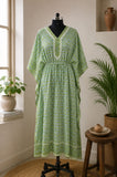 Handblock Printed Mul Cotton Long Kaftan