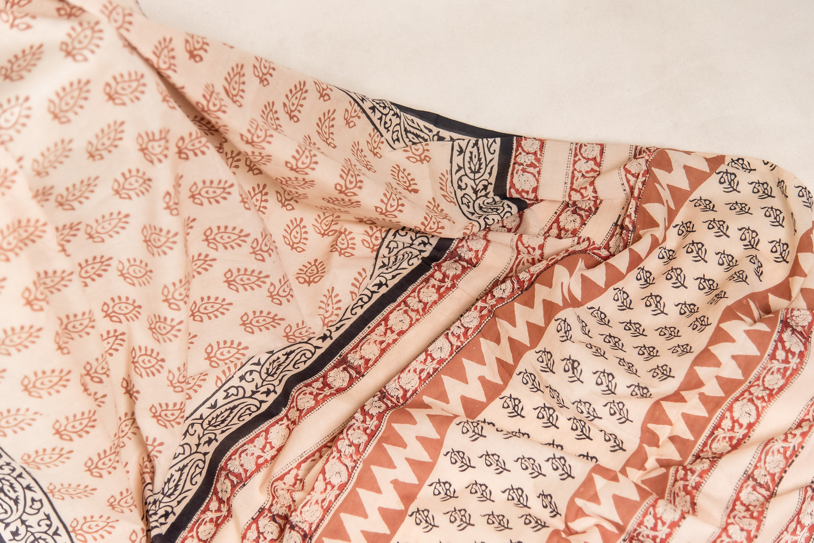 Organic Natural dye hand block printed Mul Cotton saree