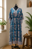 Handblock Printed Mul Cotton Long Kaftan