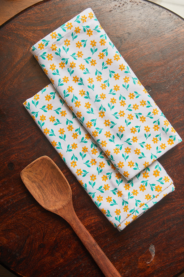 Golden Bloom Kitchen Towel