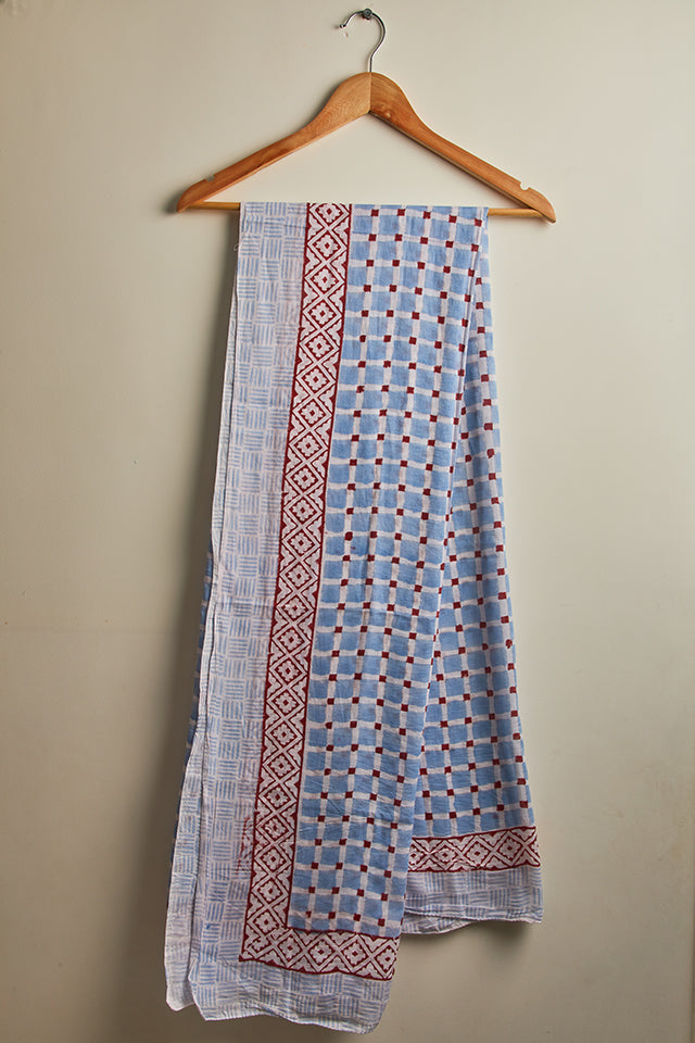 Sanganeri Mul Cotton Stole  Long