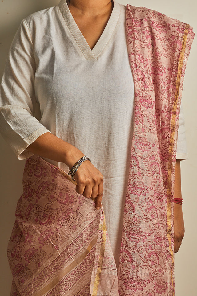 Hand Block Printed Chanderi Silk Dupatta